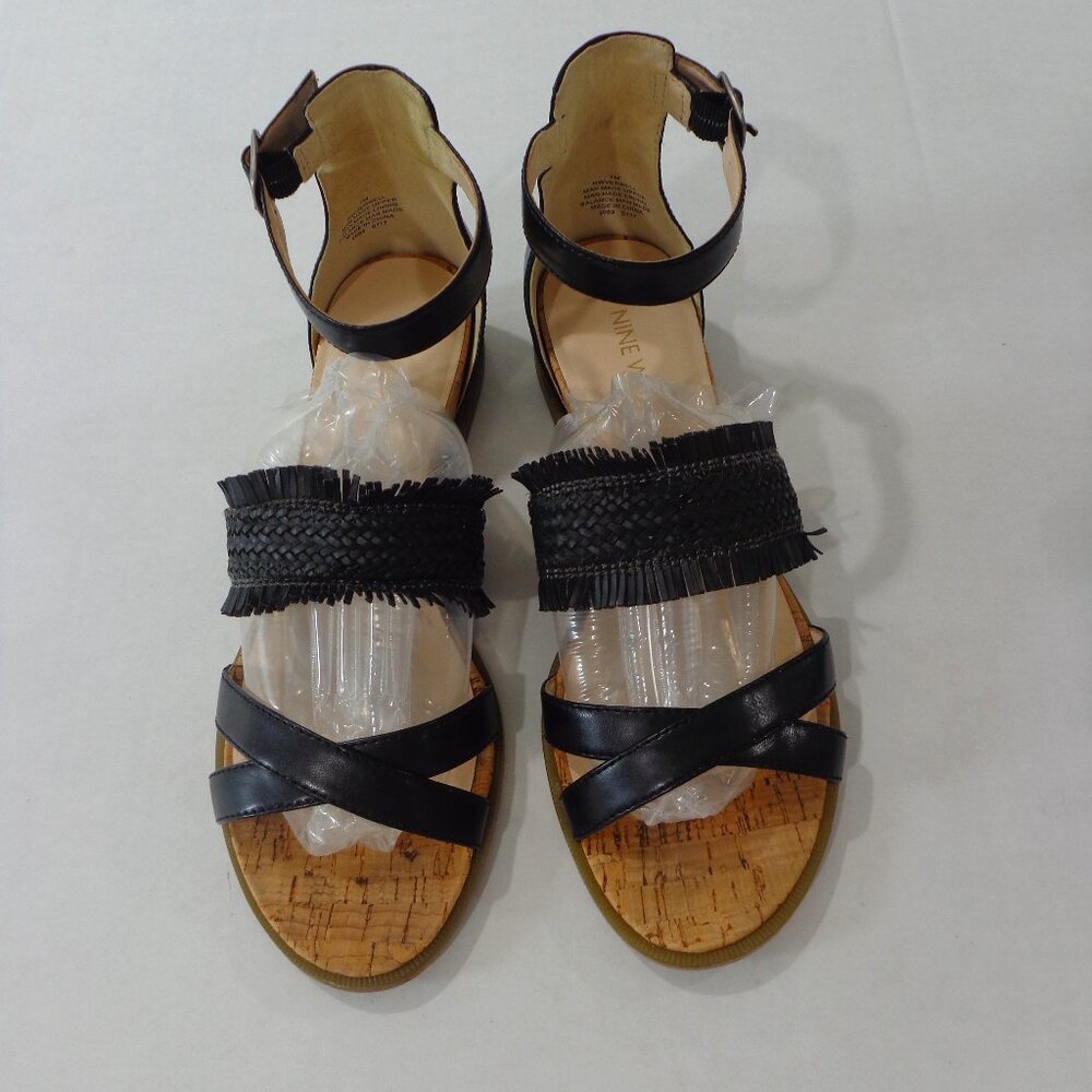 Nine West Women's Vernell Flat Sandals Black‎ Ankle Strap Size 7M